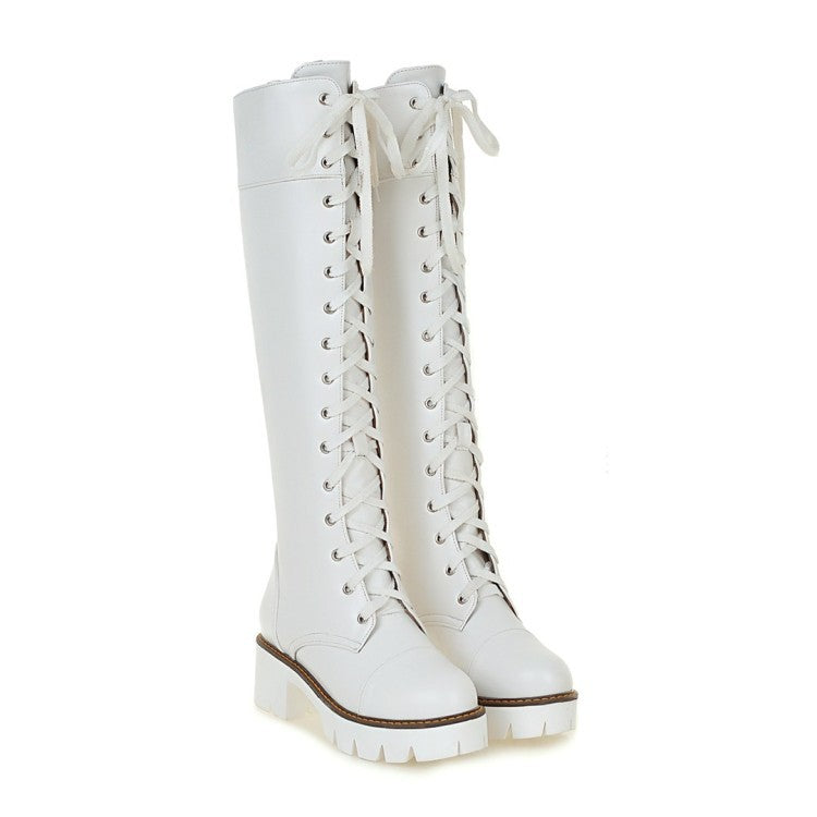 Lace up low heel boots