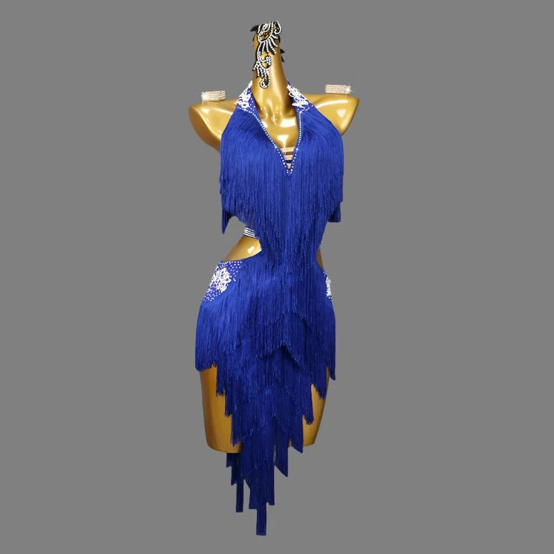 Blue Fringe Dance Dress