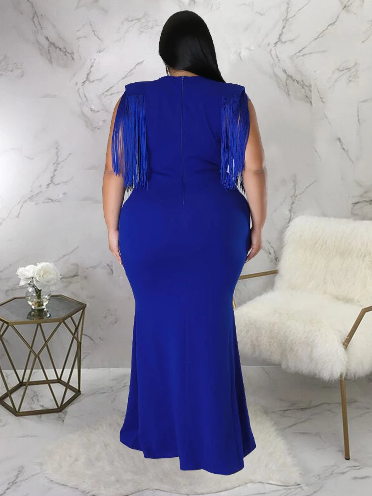 Plus Size Fringe Sleeveless Cocktail Dress