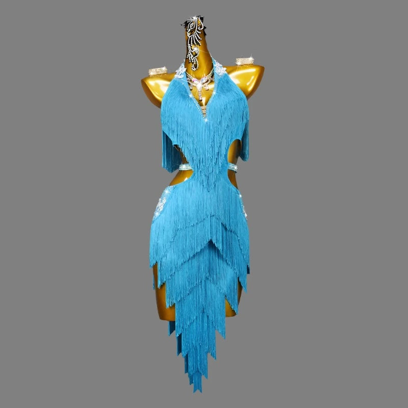 Baby Blue Fringe Dance Dress