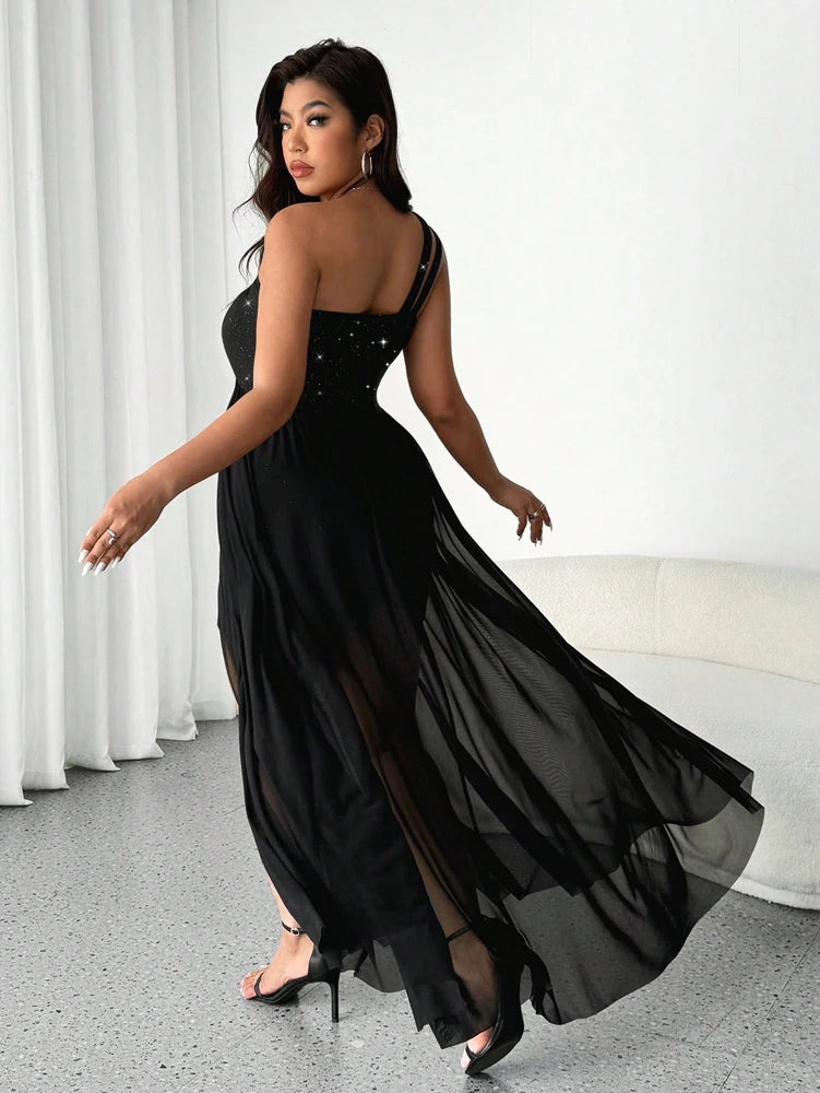 Plus Size One Shoulder Maxi Dress