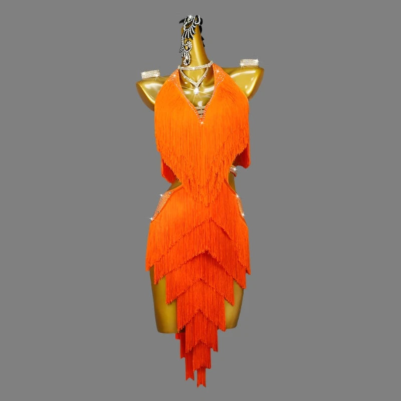 Orange Fringe Dance Dress