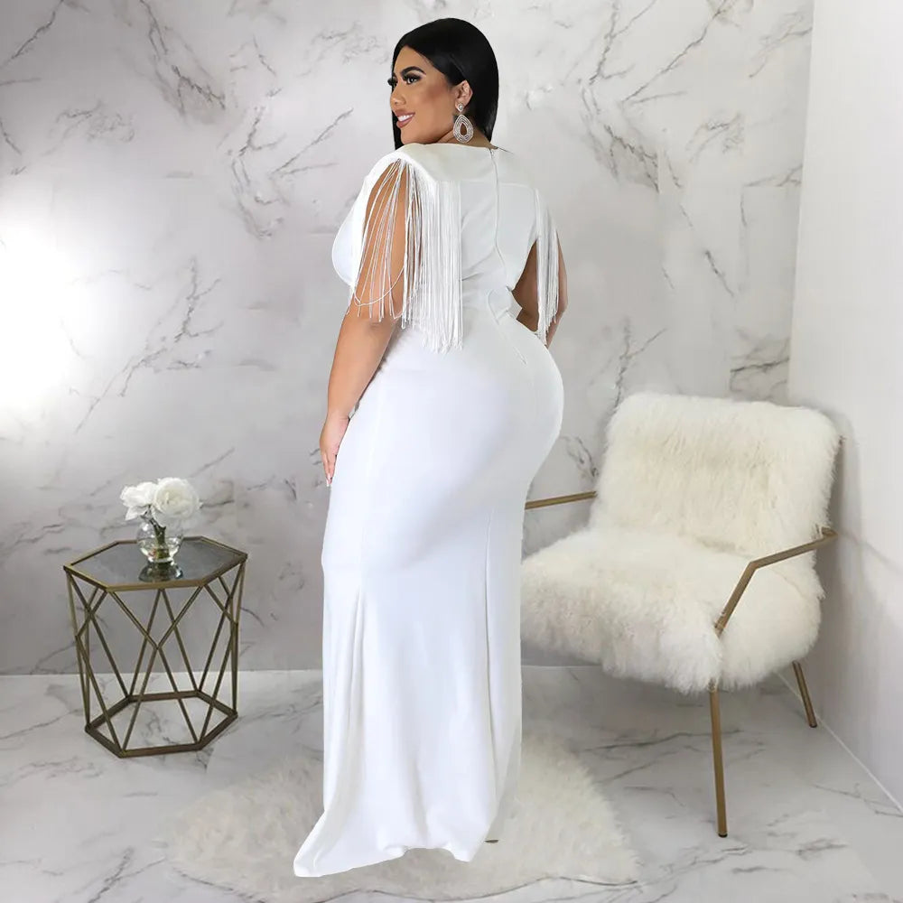 Plus Size Fringe Sleeveless Cocktail Dress