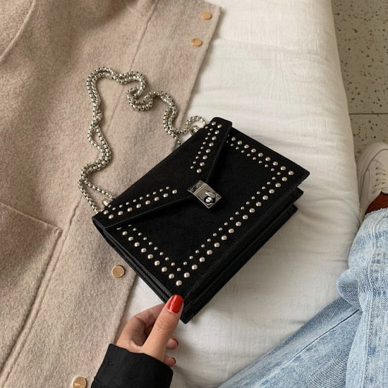 Women Chain Rivet Luxury Crossbody Bag