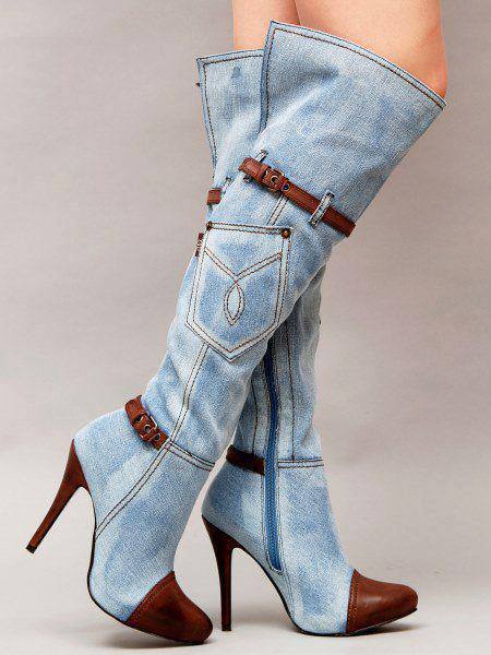 Eye For Fashion Knee High Denim Boots