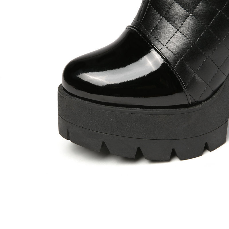 Women Block Heel Tall Boots