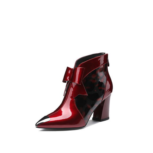 Pointed chunky heel boots