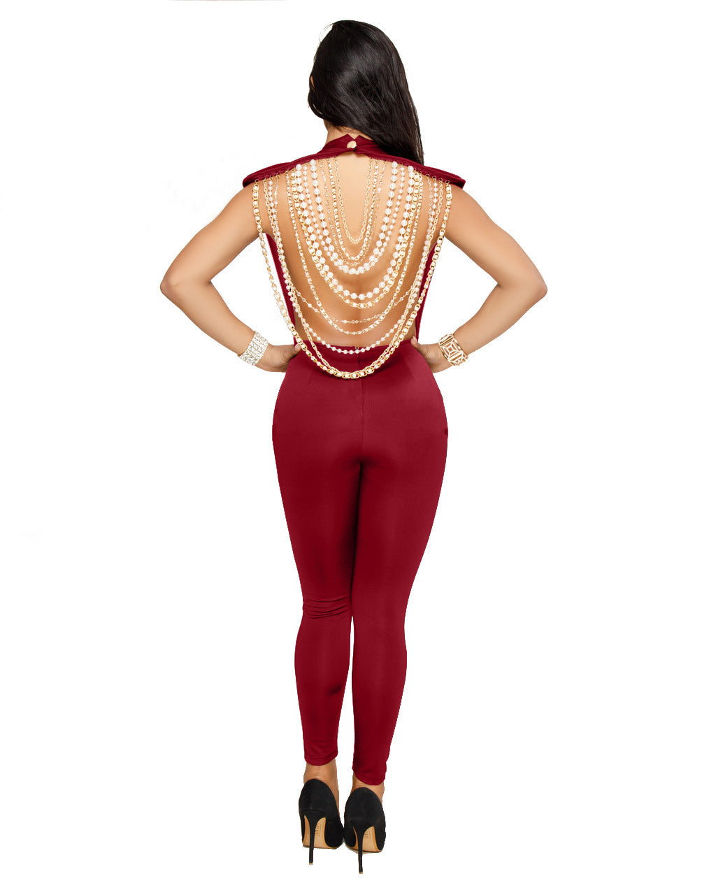 Ladies and Pearls Chain Jumpsuit