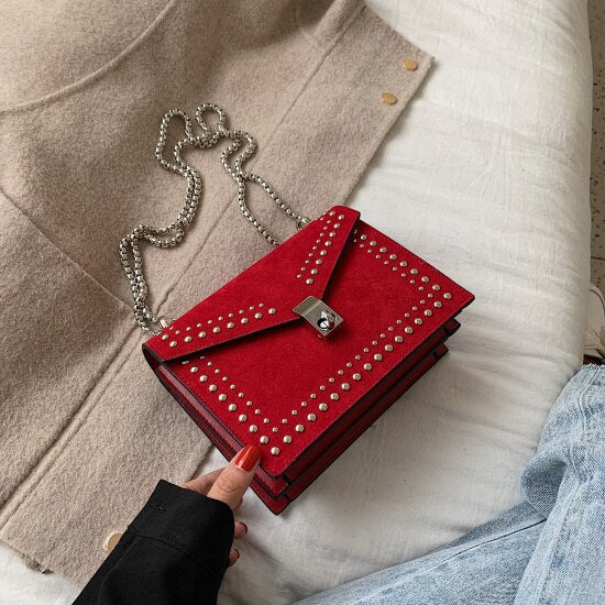 Women Chain Rivet Luxury Crossbody Bag