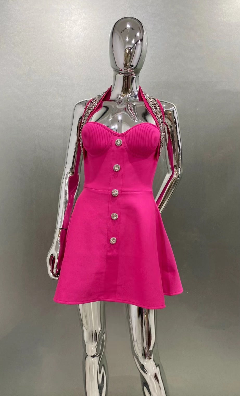 Divine Rhinestone Bandage Mini Dress