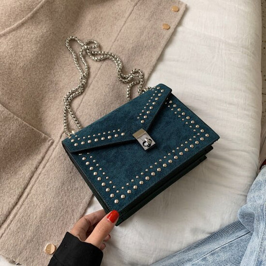 Women Chain Rivet Luxury Crossbody Bag
