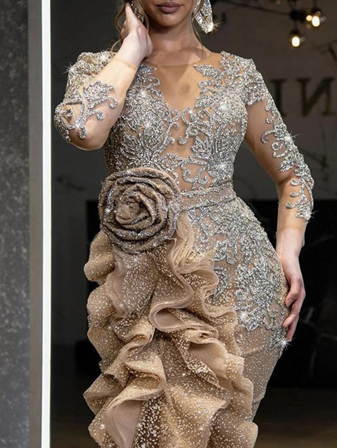 Draped Three-Dimensional Evening Dresses