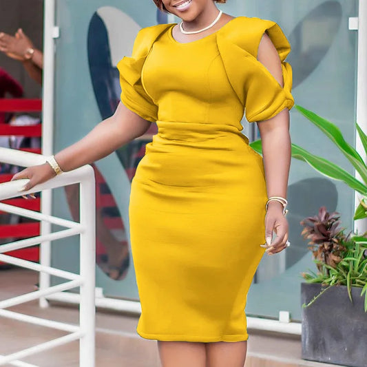 Plus Size Cut Out Puff Sleeve Dress