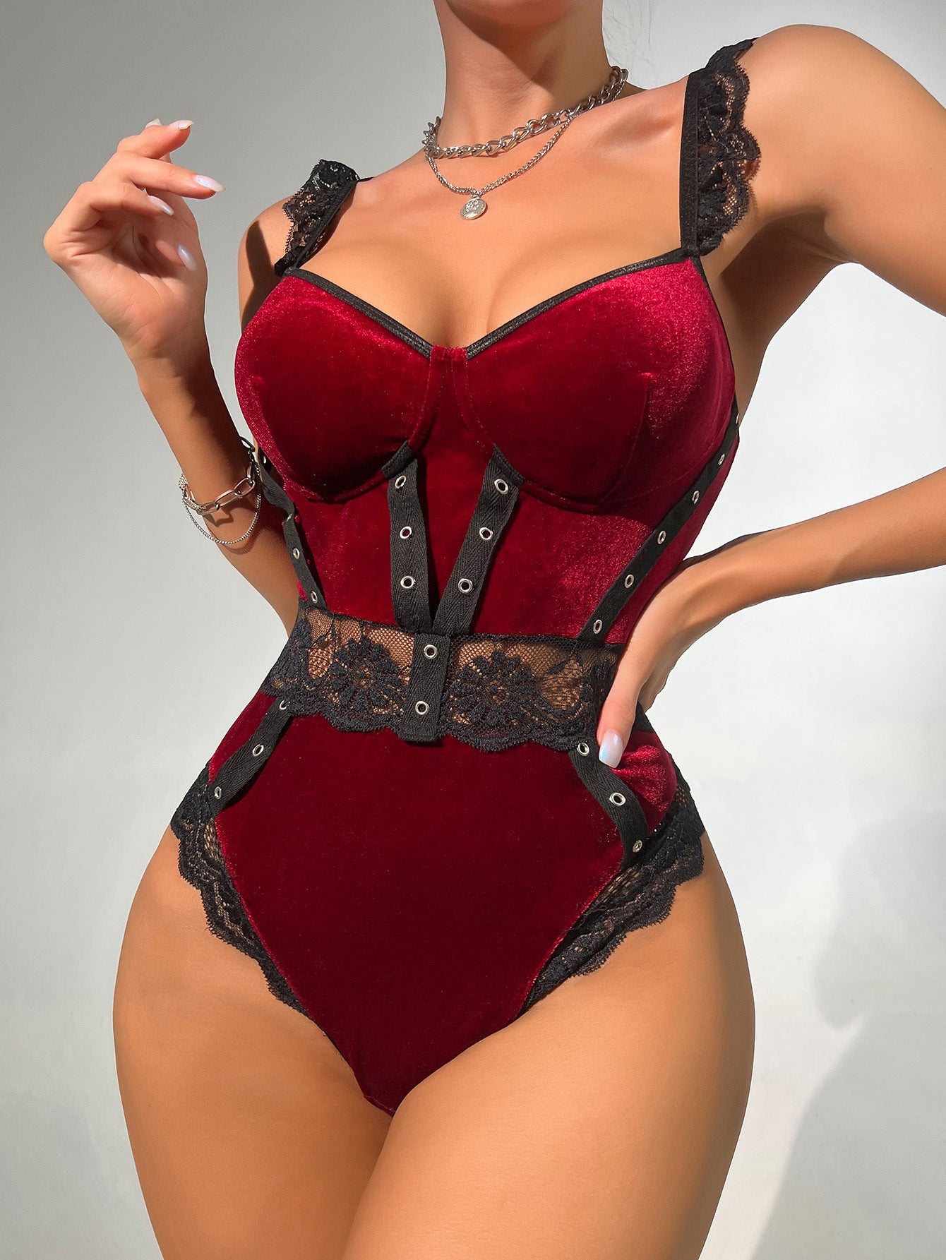 Women's Velvet Lace Bodysuit