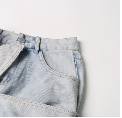 Ruffled High Waist Denim Skirt