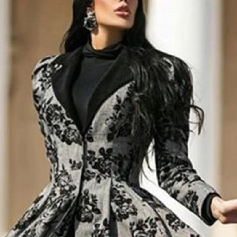 Women Lace Floral Trench Coat