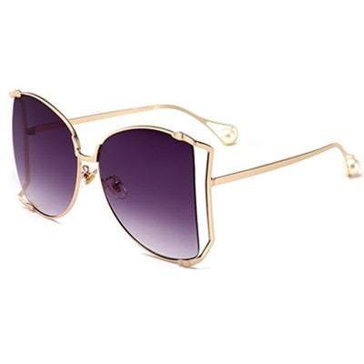 Trendy Half Frame Oversized Sunglasses - Nightlife Dresses